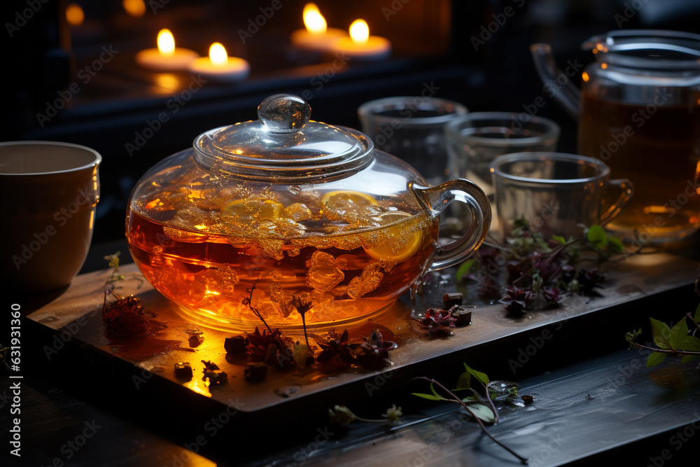 Tea. A beverage obtained by brewing, boiling, or infusing prepared tea leaves. is the dry leaves of the tea bush used to brew this drink. Lemon, cinnamon, spoon, cup of tea. Generative AI Tea. A beverage obtained by brewing, boiling, or infusing prepared tea leaves. is the dry leaves of the tea bush used to brew this drink. Lemon, cinnamon, spoon, cup of tea. Generative AI