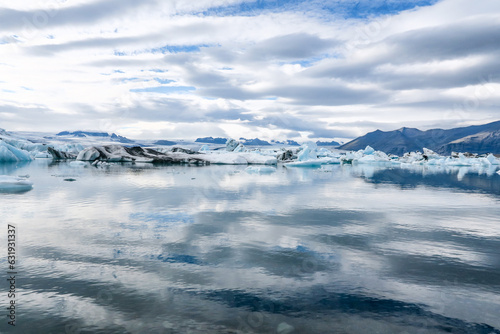  joekulsar lagoon with icebergs  and eroding glacier in Iceland © travelview