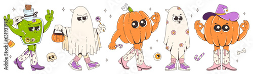 Canvas-taulu Groovy retro halloween characters