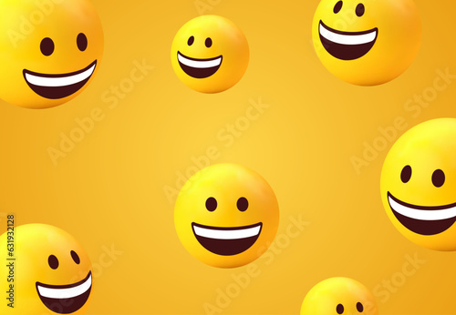 3d Smiley Face Emoji , Grinning Emoticon Face Feeling Happy, cute emotion with smile face and showing white teeth icon