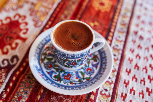 Turkish coffee served served in colorful decorated cup in cafe or restaurant in Istanbul, Turkey © Ekaterina Pokrovsky
