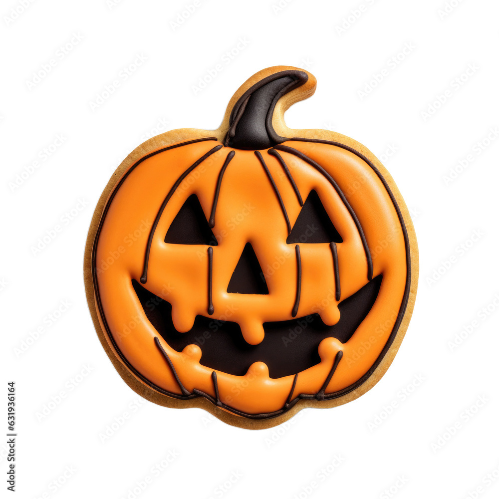 Halloween Jack o'Lantern Cookie Isolated on a Transparent White Background Halloween Jack o'Lantern Cookie Isolated on a Transparent White Background