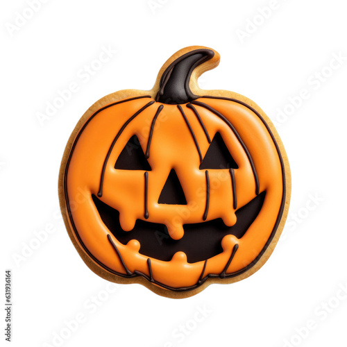 Halloween Jack o'Lantern Cookie Isolated on a Transparent White Background