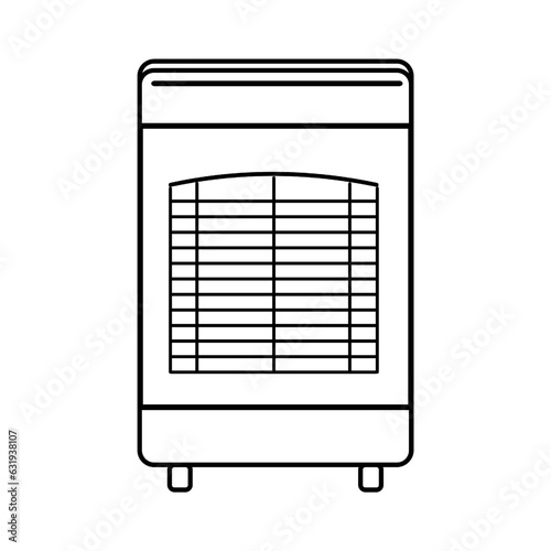 Line drawing butane gas heater isolated on white. Home heating system. 