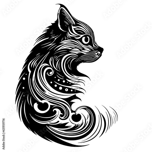 Photography Tatoo Kitty Cat Small Funny Serous anime style cartoon emoji