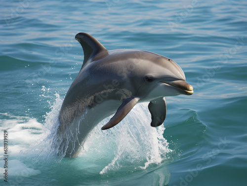 A playful dolphin jumping out of the water © Noah