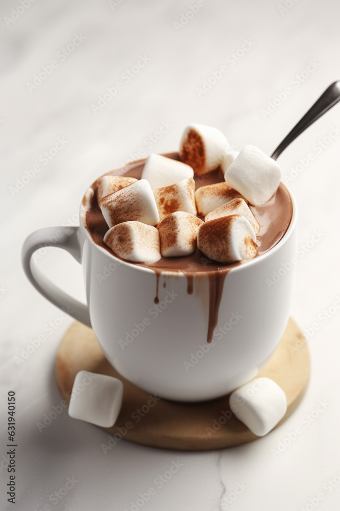 A glass of hot chocolate with marshmallow generative AI A glass of hot chocolate with marshmallow generative AI