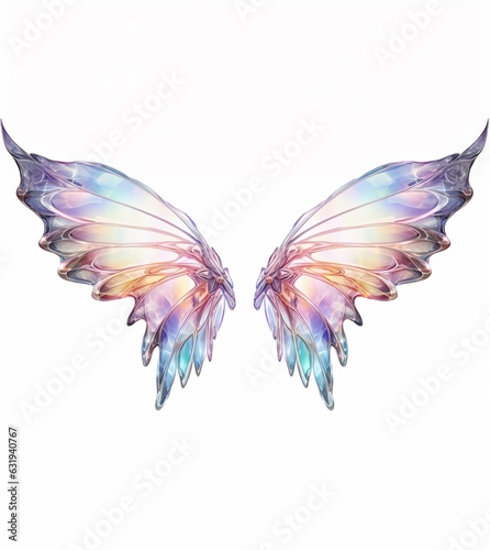 Colorful fantasy fairy wings isolated on white background.