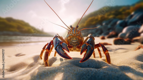 Close-up of a lobster on the beach