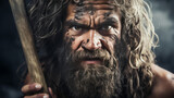 neanderthal - caveman - prehistory - chipped stone - bonfire - hunter - Created with Generative AI technology.