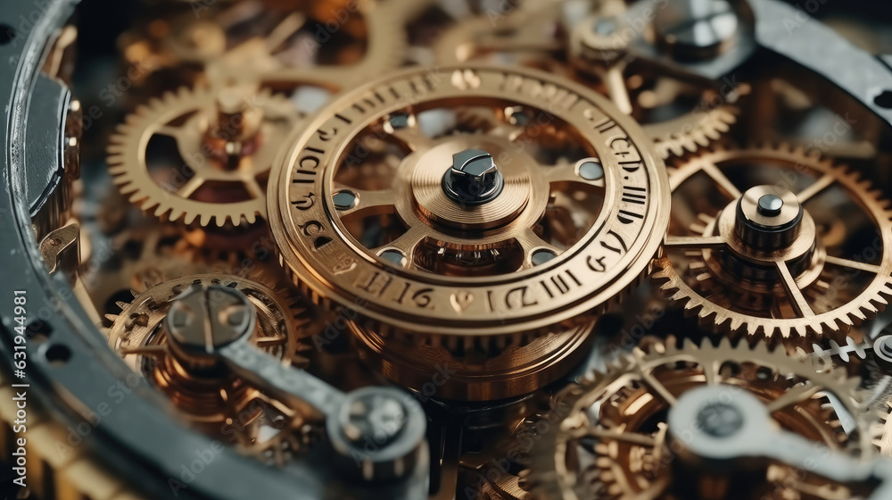 Close-up of a giant clockwork gear machine