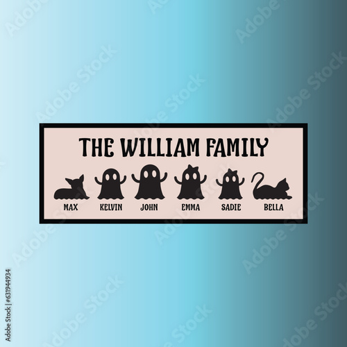 Halloween Ghost Family Frame Sign boo vector for print or cut