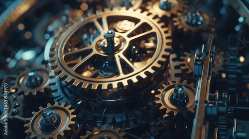 Close-up of a giant clockwork gear machine © didiksaputra