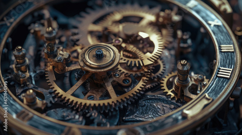 Close-up of a giant clockwork gear machine