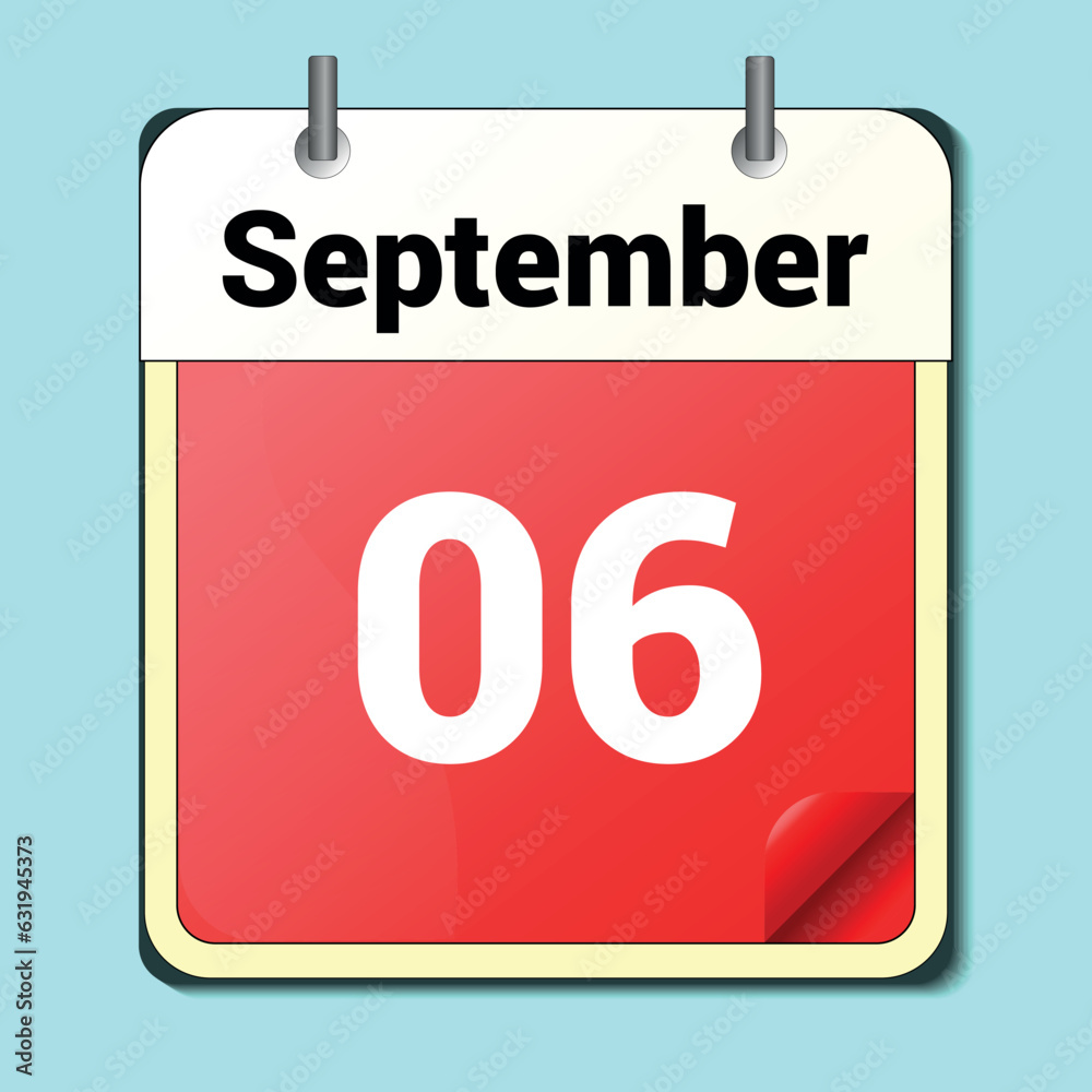 calendar vector drawing, date September 6 on the page calendar vector drawing, date September 6 on the page