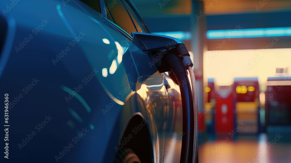 Close-up photo of a gasoline pump at a fuel station on a sunny day