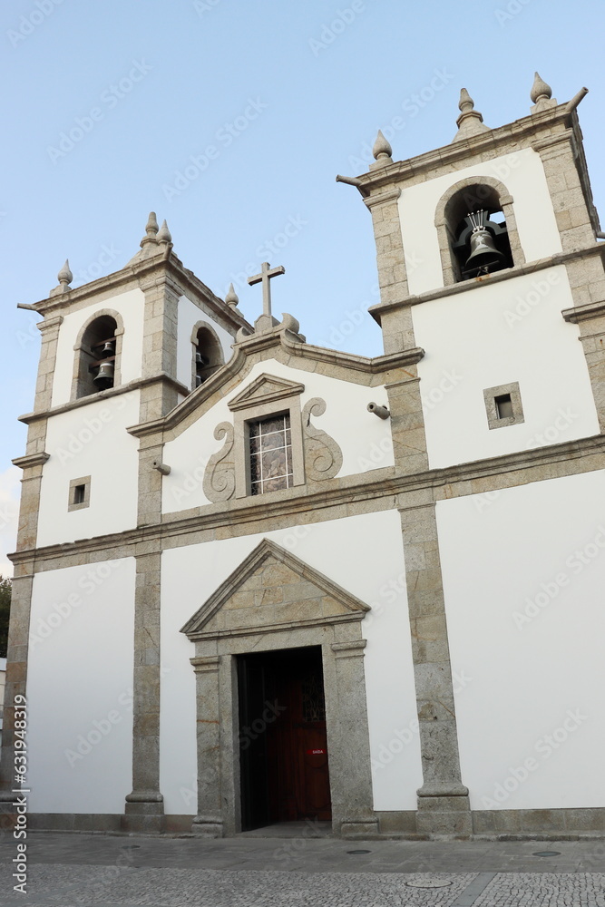 Facade of the Iglesia Matriz de Esposende, in Portugal, built between the 16th and 19th centuries.