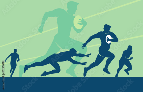 Premium Illustration of rugby players playing together best for your digital graphic and print	