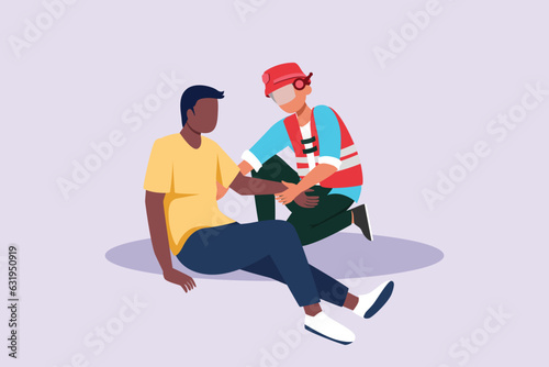 First aid. Emergency rescue concept. Colored flat vector illustration isolated. 