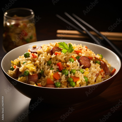 Professionally shot Chinese fried rice in white bowl mock-up
