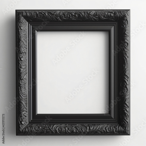Blank canvas with decorative black picture frame on a white background