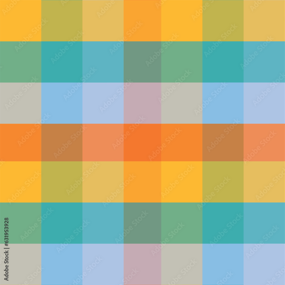 Orange green blue tartan seamless pattern background from a variety squares