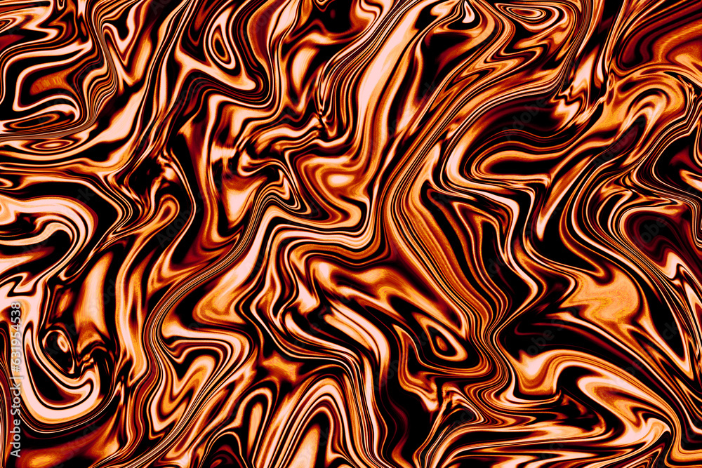 Fototapeta premium Liquid metal brown caramel golden aluminum antique luxury metallic abstract wave texture as decoration ornament and wallpaper