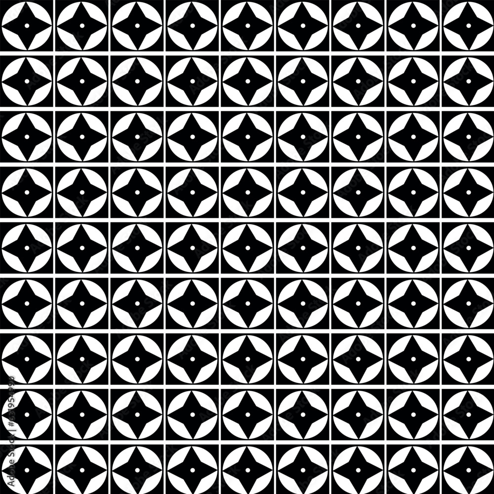 Fototapeta premium Black and white batik seamless pattern. Indonesia pattern. Ethnic seamless pattern. Vector background in abstract style