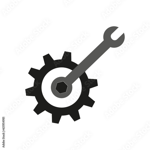 Gear and wrench icon. Vector illustration. Eps 10.