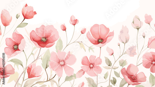 Flowers seamless pattern background watercolor  © makna