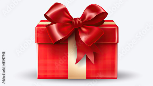 Gift box with red ribbon isolated on transparent and white background. Png transparent.  © Ziyan Yang