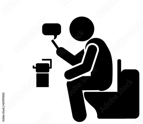 illustration and icon stick figure,stickman,pictogram. defecate in the toilet