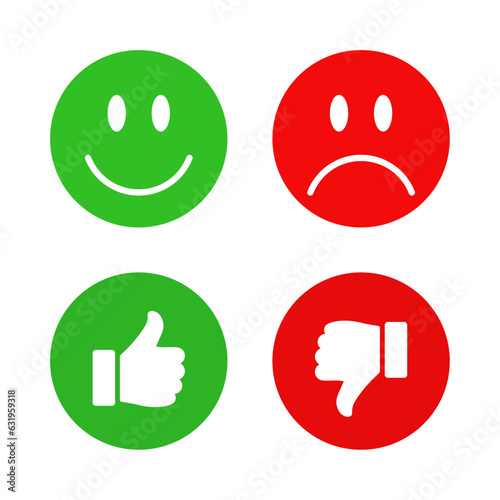 Thumb up and thumb down. Smiley icon