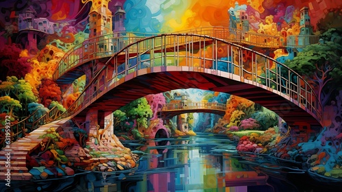 bridge in colorful environment