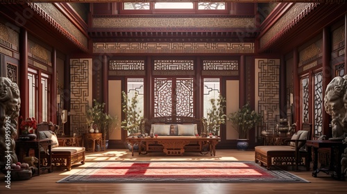 Collaboration between Korean traditional royal hanok luxury interior and modern modern luxury interior