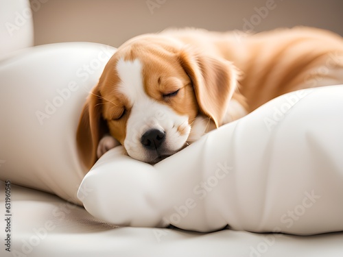 sleeping beagle dog on a sofa