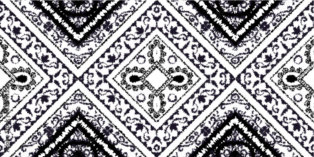 Seamless Kasuri pattern in triba,Gyp sy.Figure tribal embroidery.Indian,l.Aztec style abstract vector illustration.Ethnic stripe seamless pattern.textured ornament illustration,clothing and other.