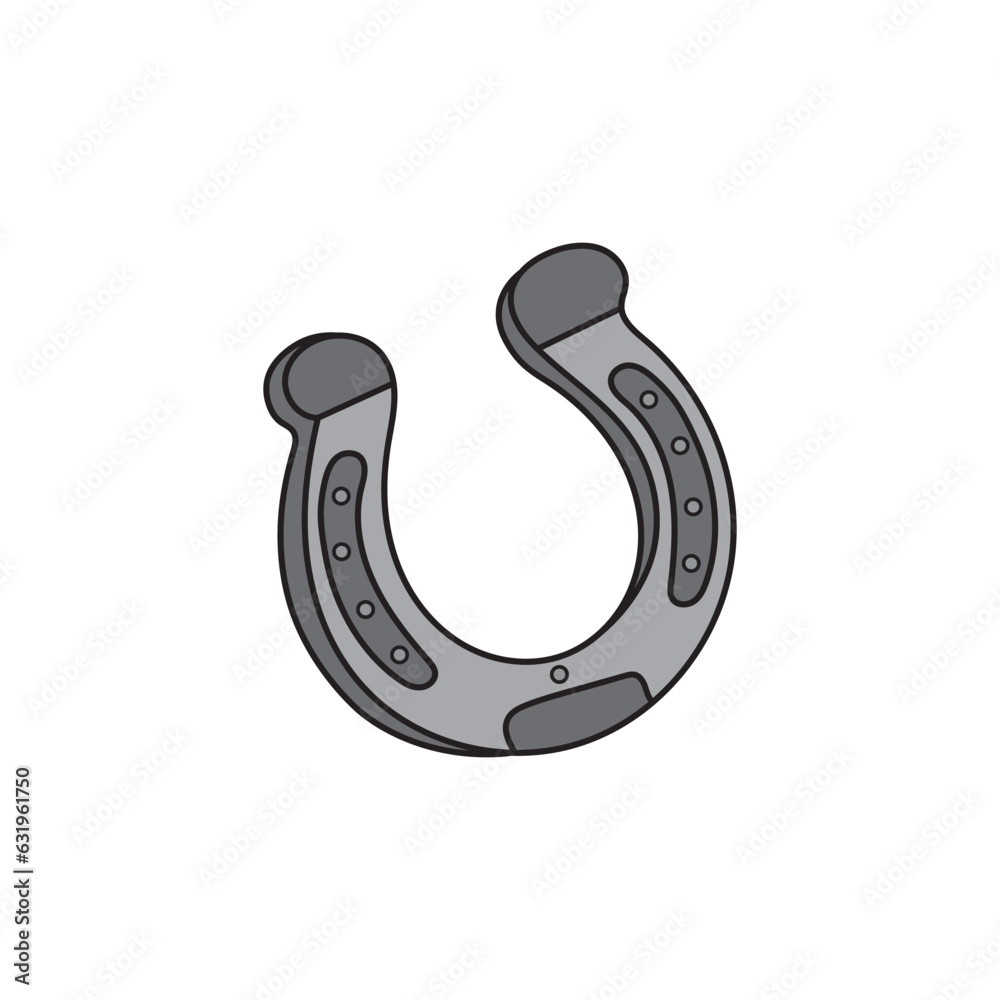 Kids drawing Cartoon Vector illustration horseshoe icon Isolated on White Background Kids drawing Cartoon Vector illustration horseshoe icon Isolated on White Background