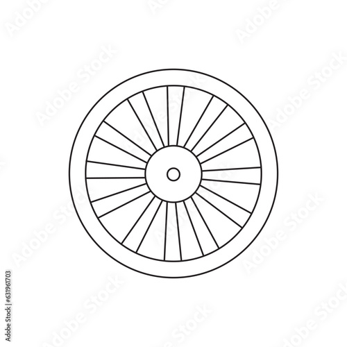 Hand drawn Kids drawing Cartoon Vector illustration wooden wheel icon Isolated on White Background