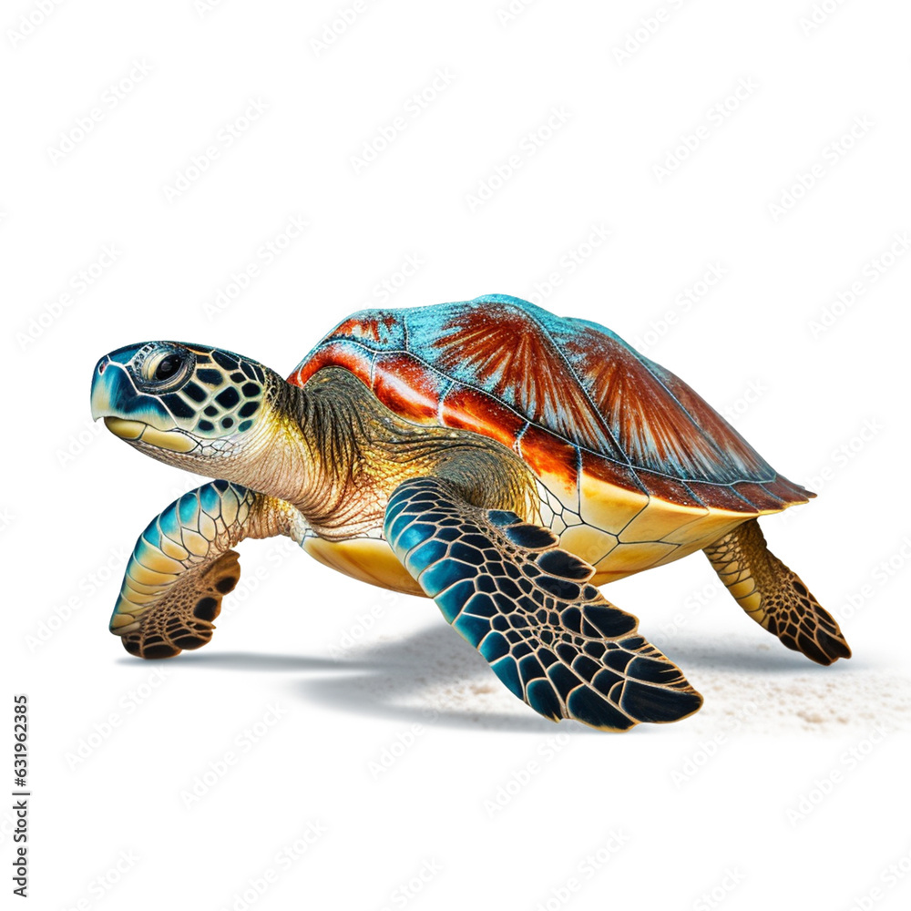 Obraz premium sea turtle figure walking high resolution on a white background
