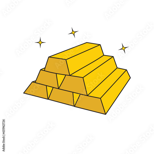 Kids drawing Cartoon Vector illustration gold icon Isolated on White Background