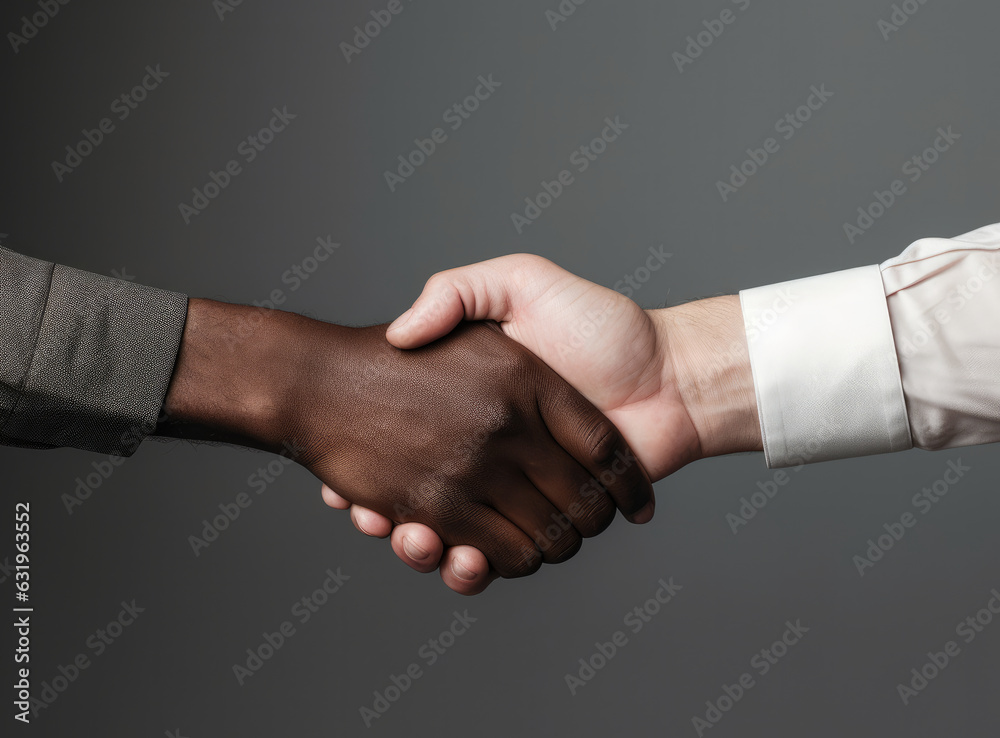 two hands of different skin tones shaking, unity and diversity concept two hands of different skin tones shaking, unity and diversity concept