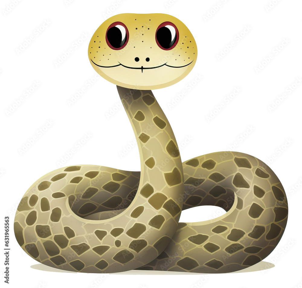 Fototapeta premium Hand drawn watercolor snake isolated. Cartoon style illustration.