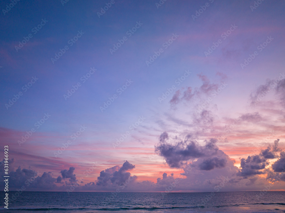 Majestic sunset or sunrise landscape Amazing light of nature cloudscape sky. .The rays of the sun shine through the clouds at beautiful gradient sunset.