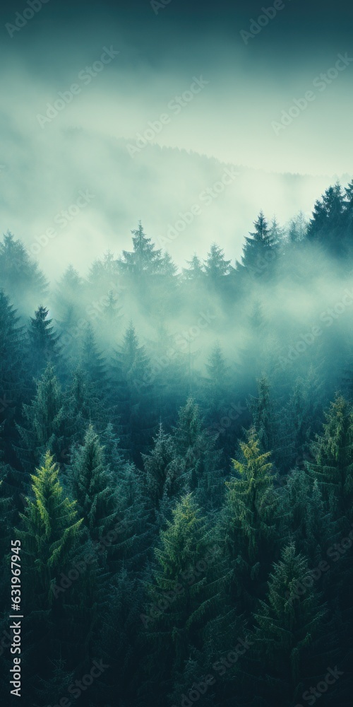 illustration of coniferous forest, generative AI