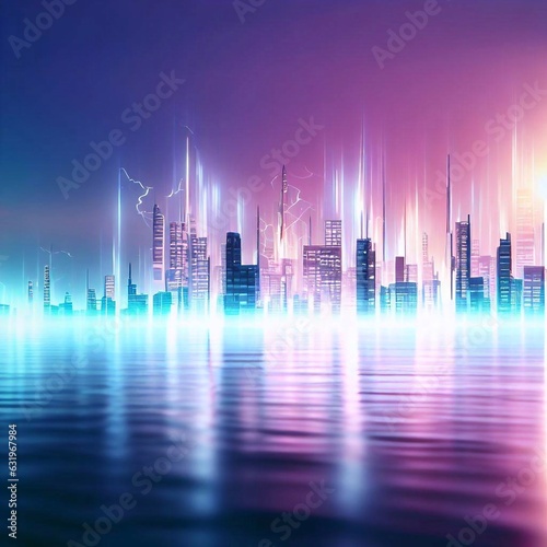 skyscrapers exuding a soft, neon glow © MASOKI