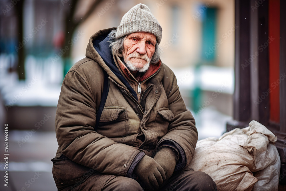 Homeless person on city streets Homeless person on city streets