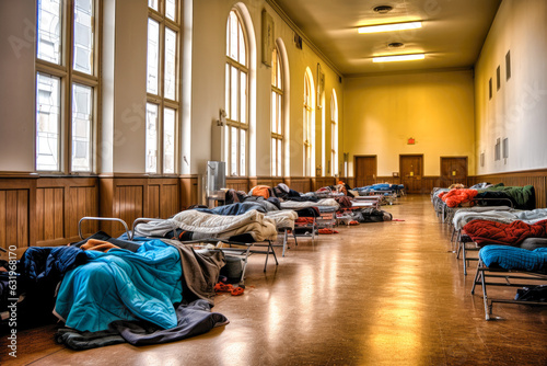 Inside of a homeless shelter photo