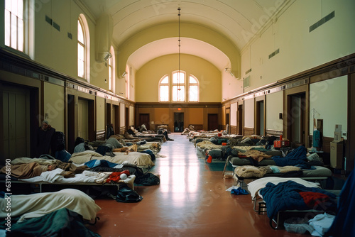 Inside of a homeless shelter photo