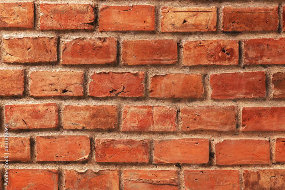 wide view of red brick wall construction wide view of red brick wall construction